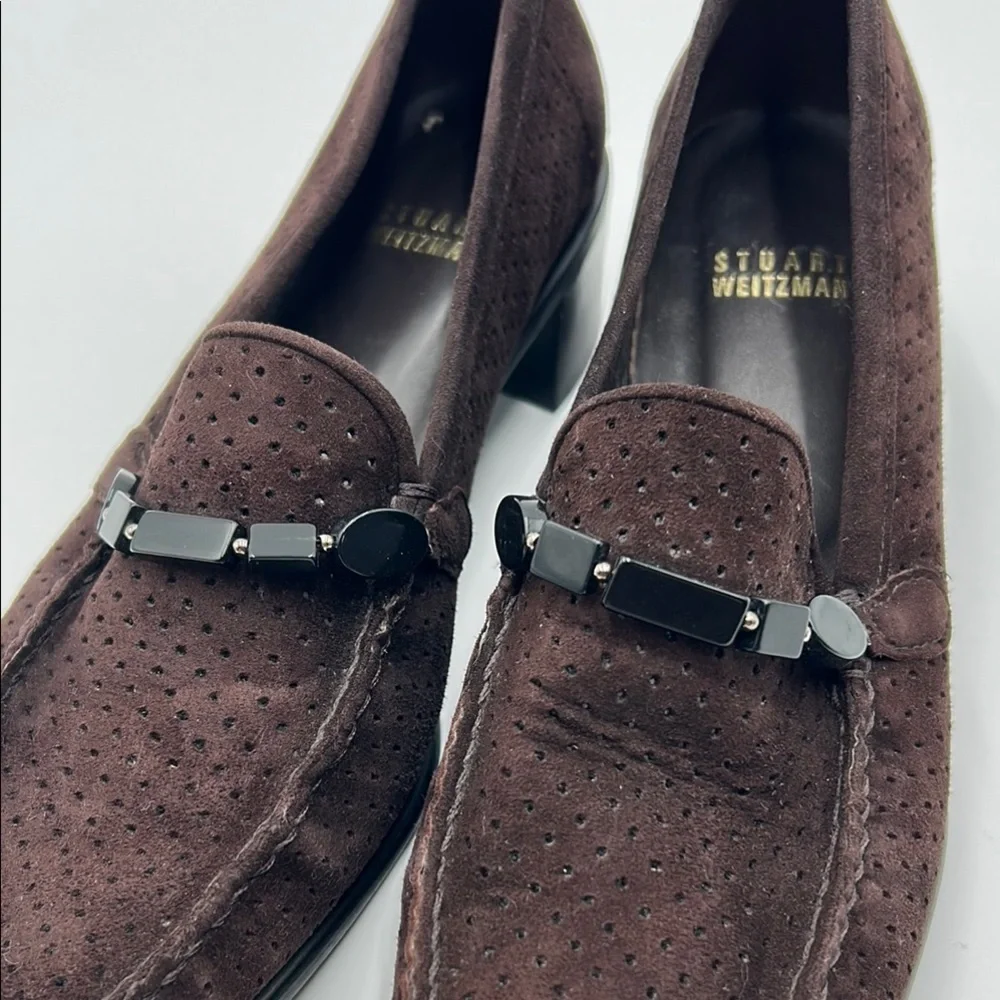 Stuart Weitzman Brown Suede Loafers Slip-On Design 7M - Picture 11 of 14